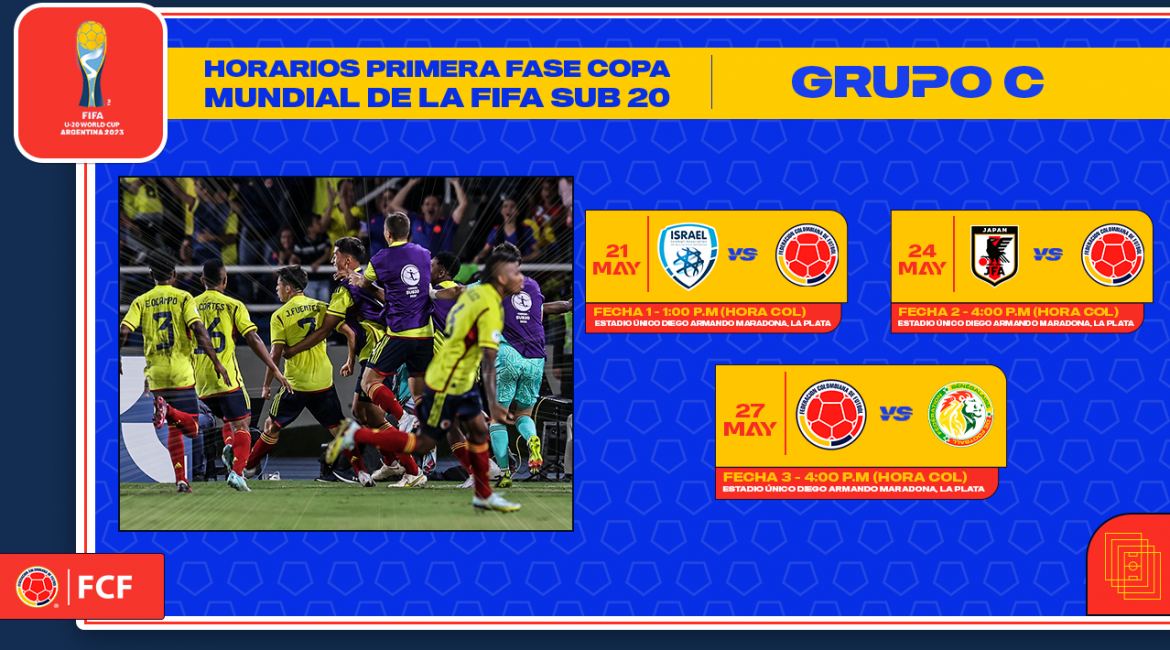 Horarios definidos para los partidos de la Selección Colombia Sub20 en