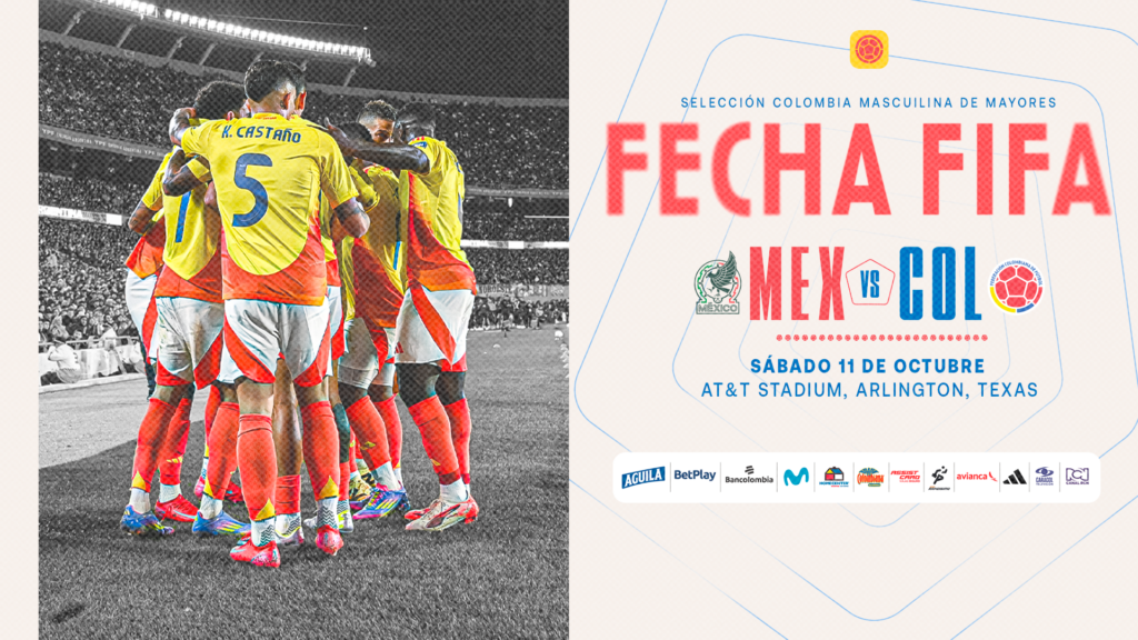 La Selección Colombia enfrentará a México el 11 de octubre en Arlington, Texas
